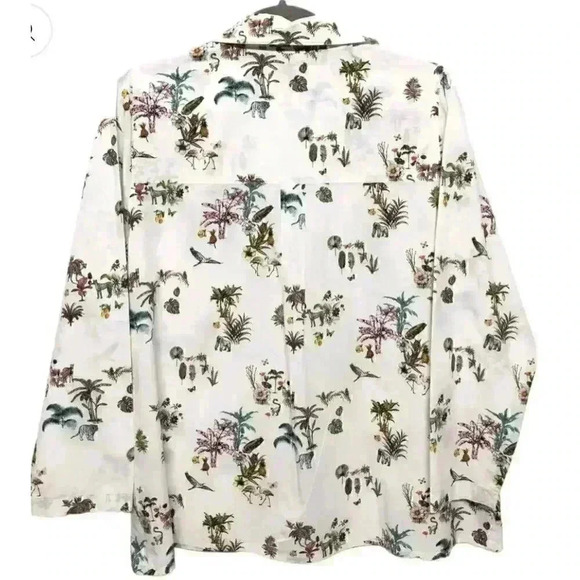 Poggianti 1958 3/4 Sleeve Button Down Shirt Size 2 Blouse Collared Top Italy - Picture 2 of 10